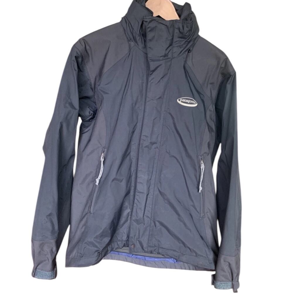 Patagonia Flux Vtg Ski Jacket women's S 83271 black Softshell Coat Hooded Gaiter